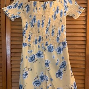 yellow and blue printed romper